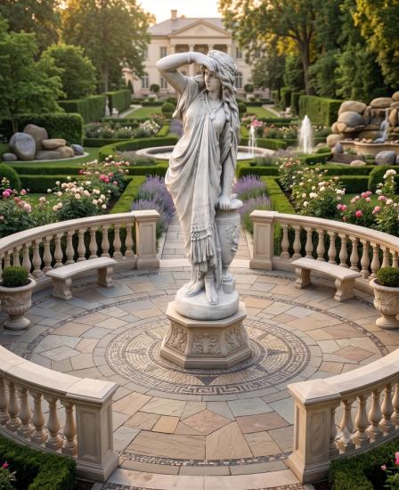 Gartenfigur Frau „Schau ins Land“ Klassische Steinguss-Skulptur für Garten Park und Terrasse 85cm